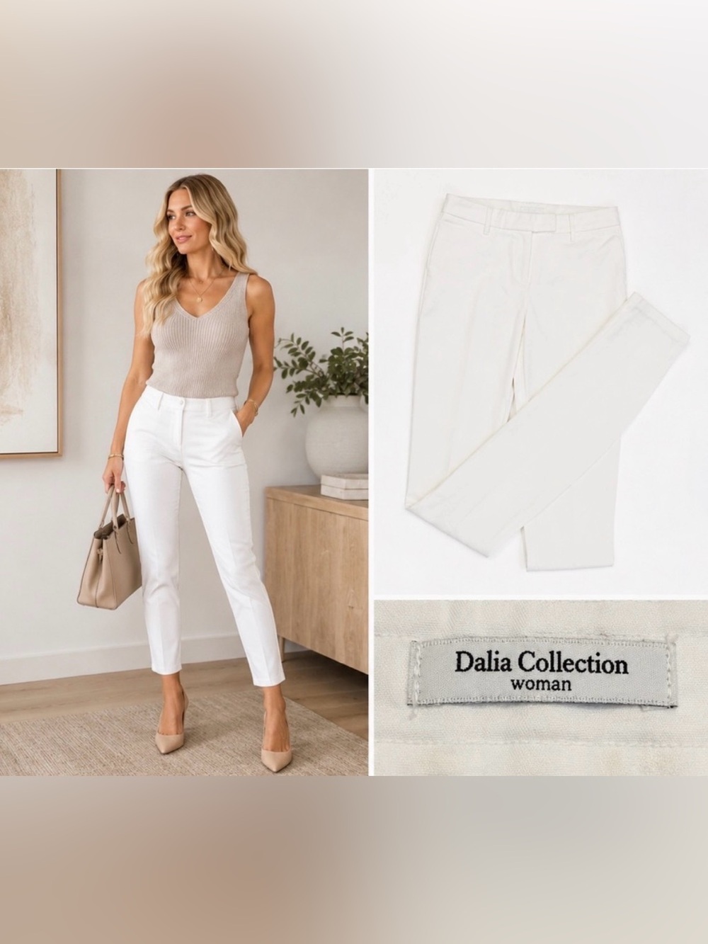 NWOT Dalia Collection White Ankle-Length Stretch Pants
